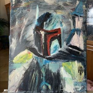 Bobba Fett Star Wars Abstract Acrylic Art Painting